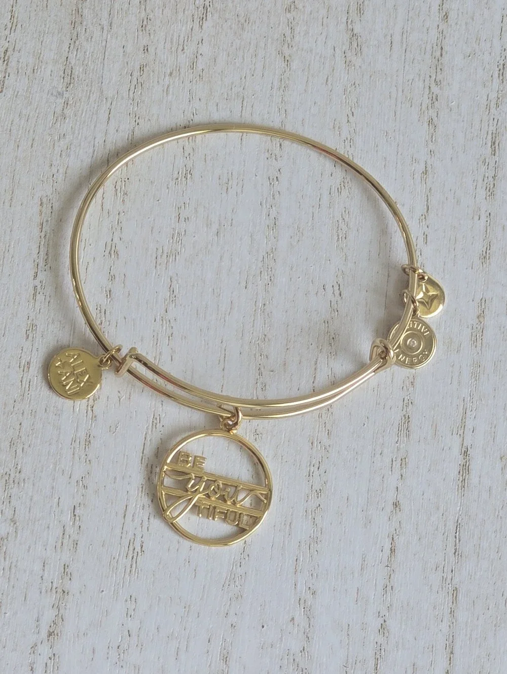 Alex and Ani Gold Inspirational Round Charm Bangle